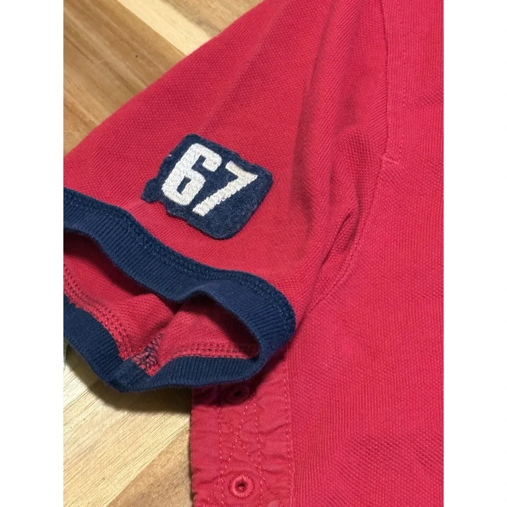 Vintage Ralph Lauren Polo Shirt M Big Pony American Flag 67 Rugby Snap Zip Patch